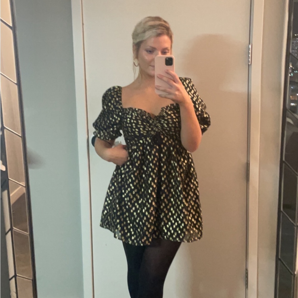 Buddy Love Metallic Gold on Black Dress